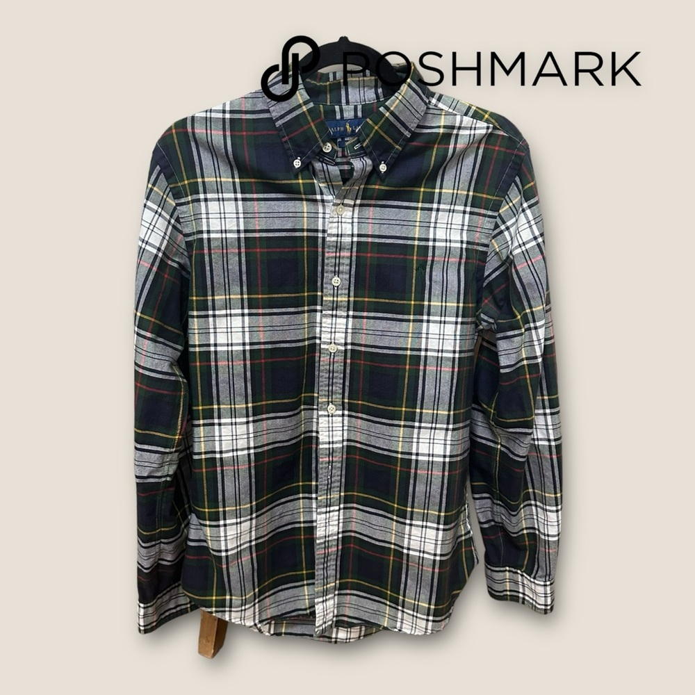 Ralph‎ Lauren Button Down Slim Fit LS Plaid Size M